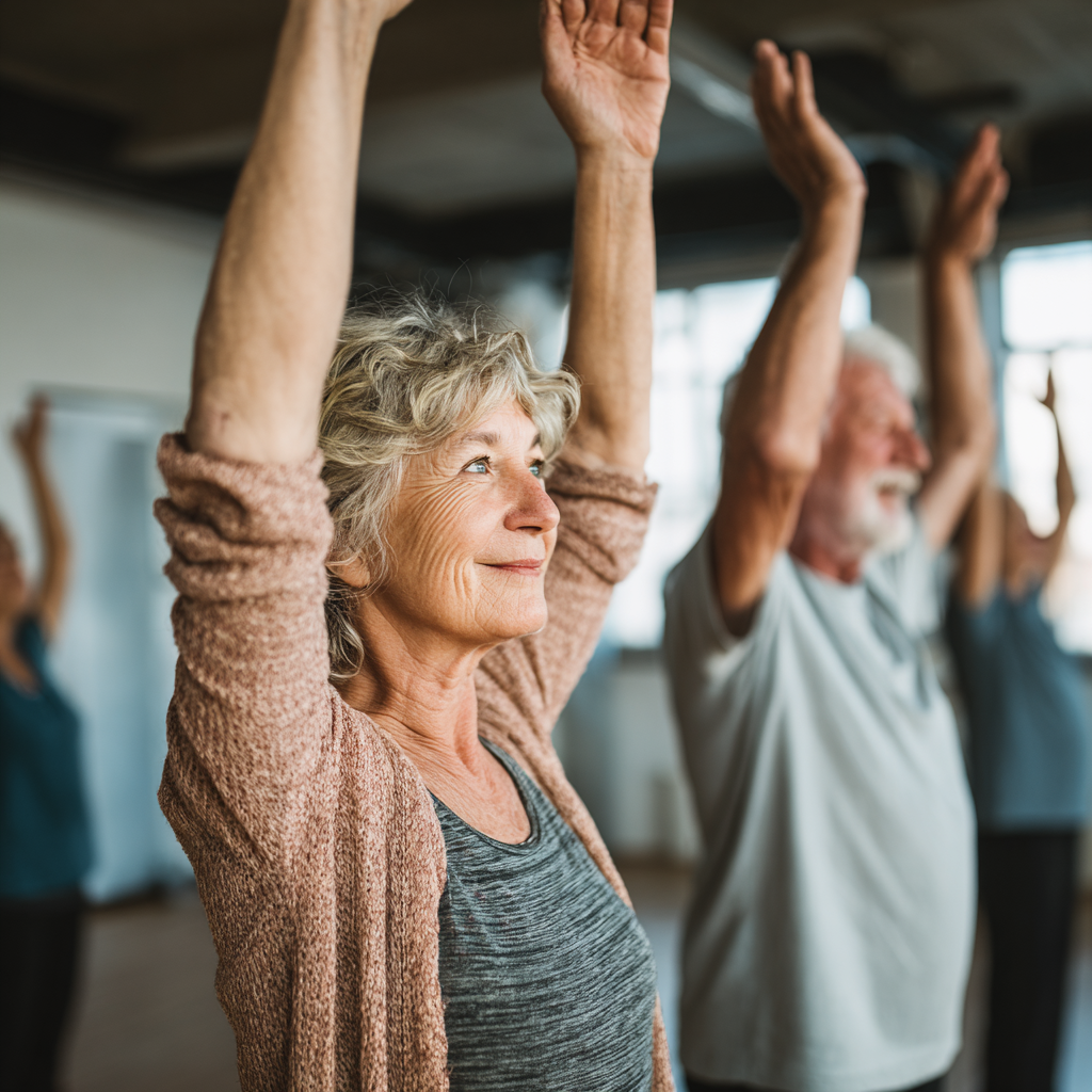 Older adults engaging in mindful movement practice guided by granolves principles